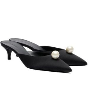 Magda Butrym Faux Pearl Satin Mules - Black