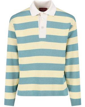 Gucci Striped Knitted Polo Shirt - Green