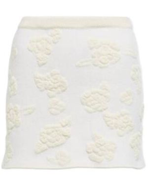 Magda Butrym Embroidered High-Rise Wool-Blend Miniskirt - White