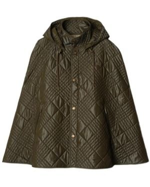 Burberry Micro Check-Stitch Nylon Blend Cape - Green