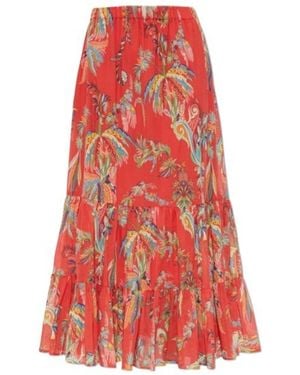 Etro Cotton Paisley-Print Maxi Skirt - Red