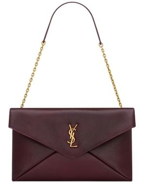 Saint Laurent Cassandre Pouch On Chain - Purple