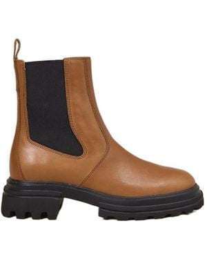 Hogan Round Toe Slip-On Boots - Brown