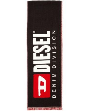 DIESEL Biscotto Logo Jacquard Scarf - Red