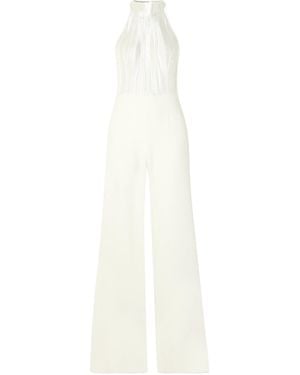 Galvan London Pleated Wire Halter Jumpsuit - White