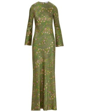 Veronica Beard Floral Printed Maxi Dress - Green