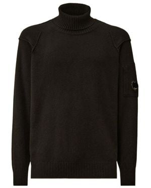 C.P. Company High-Neck Lens-Detail Sweater - Black