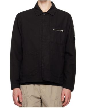 C.P. Company Lapel Long-Sleeved Casual Jacket - Black