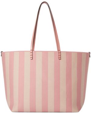 Fendi Striped Pequin And Optical Jacquard Fabric Shopper - Pink