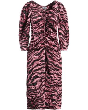 Ganni Printed Pleated Dress - Red