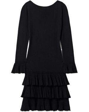 Doen Amelina Tiered Ruffled Merino Wool Mini Dress - Black