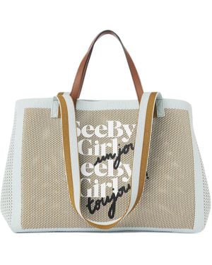 See By Chloé Logo Shoulder Bag - Natural