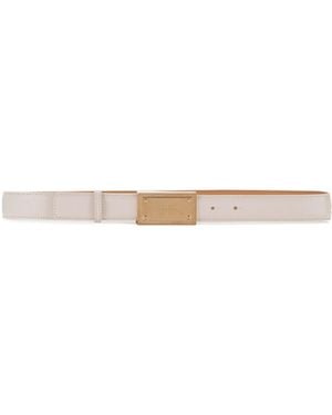 Elisabetta Franchi Logo Plaque Buckled Belt - White