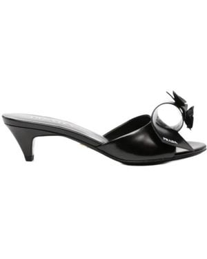 Prada 50Mm Floral-Appliqué Mules - Black