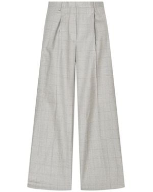 Dries Van Noten Checked Pleated Trousers - Grey