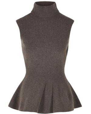 Rohe Sculptural Ribbed-Knit Peplum Top - Brown