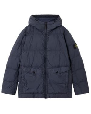 Stone Island Hooded Down Jacket - Blue