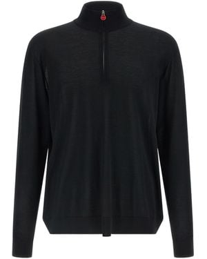 Kiton Half-Zip Wool Jumper - Black