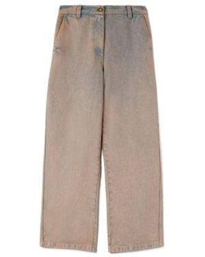 Palm Angels Logo-Embroidered Overdye-Wash Jeans - Grey