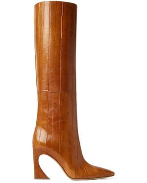 Fendi Hagfish Leather Boots - Brown