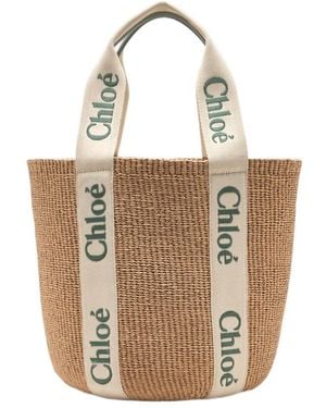 Chloé Chloé Woody Large Tote Bag - White