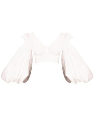 Loewe Balloon-Sleeves Cropped Top - Natural