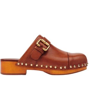 Chloé Jeannette Brown Leather Clogs