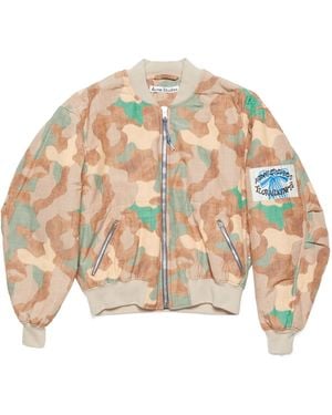 Acne Studios Camouflage Printed Zip-Up Bomber Jacket - White