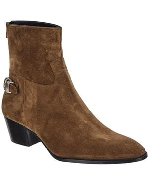 Celine Back Buckle Zipped Isaac Boot - Brown