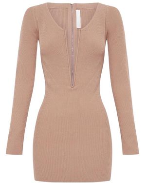 Dion Lee Angled Ribbed-Knit Dress - Brown
