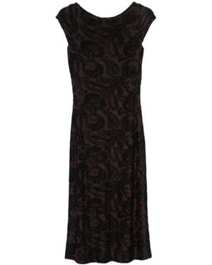 Etro Paisley-Patterned Devoré Midi Dress - Black