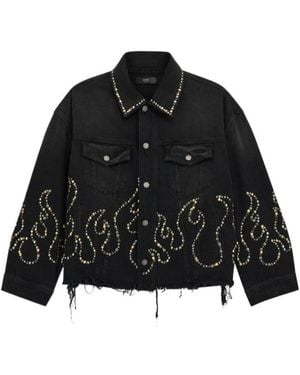 Amiri Studded Flames Trucker Jacket - Black