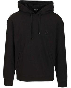Giorgio Armani Logo Hooded Jumper - Black