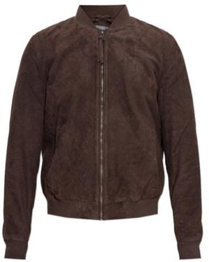 AllSaints Morten Zipped Leather Jacket - Brown