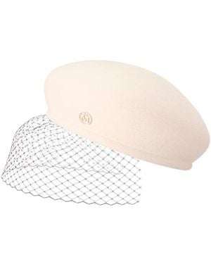 Maison Michel New Bonnie Veiled Beret - White