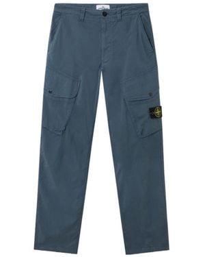 Stone Island Loose-Fit Cargo Pants With Snap Pockets - Blue