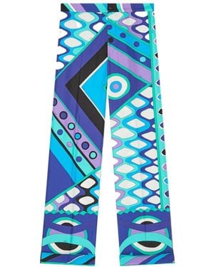 PUCCI Vivara Print Silk Trousers - Blue