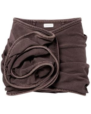 Magda Butrym Floral-Appliqué Denim Miniskirt - Brown