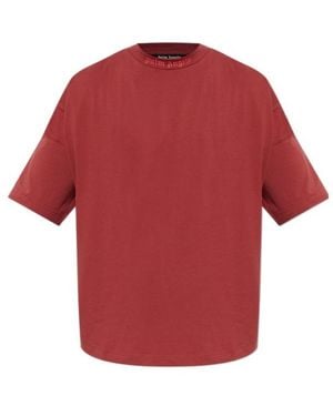 Palm Angels Logo Crewneck T-Shirt - Red