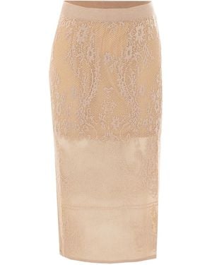Twinset Sheer Lace Long Skirt - Natural