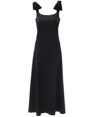 Chloé Chloé Velvet Bow Detailed Midi Dress - Black