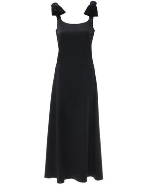 Chloé Chloé Velvet Bow Detailed Midi Dress - Black