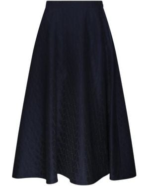 Valentino All-Over Logo Patterned Pleated Skirt - Blue