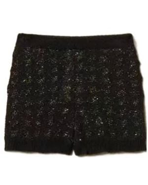 Twinset Jacquard-Knit Shorts With Houndstooth Pattern - Black