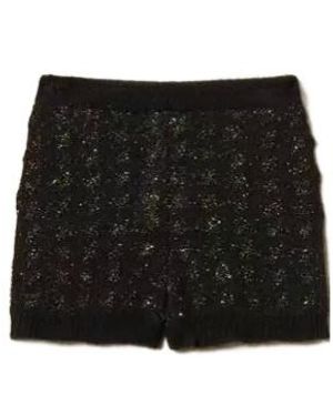 Twinset Jacquard-Knit Shorts With Houndstooth Pattern - Black