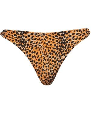 Ganni Leopard Print Bikini Bottoms - Natural