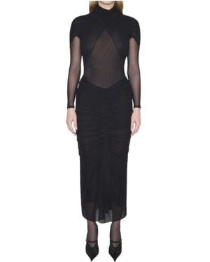 Mugler Halterneck Pleated Dress - Black
