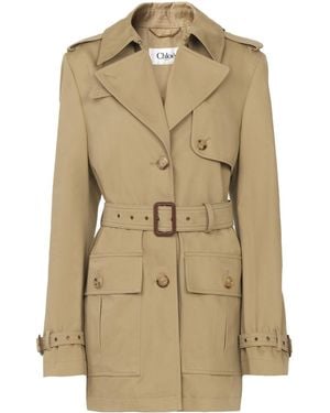 Chloé Chloé Belted Short Trench Coat - Natural