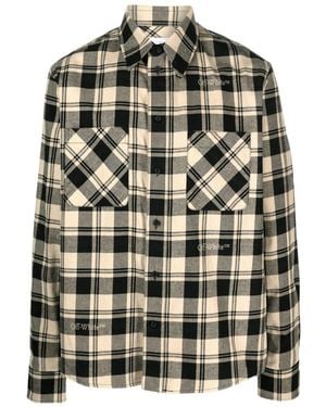 Off-White c/o Virgil Abloh Checked Long-Sleeved Flannel Shirt - Green