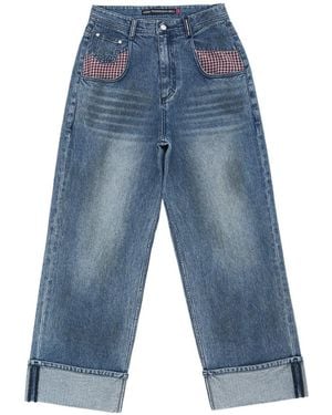 ANDERSSON BELL Oil-Washed Rolled-Up Jeans - Blue